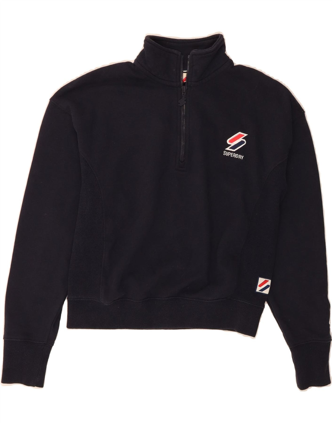 SUPERDRY Womens Oversized Zip Neck Sweatshirt Jumper UK 8 Small  Navy Blue Vintage Superdry and Second-Hand Superdry from Messina Hembry 