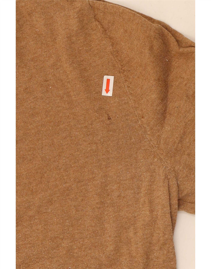 Męski sweter z okrągłym dekoltem Massimo Dutti, średniobrązowy, bawełniany