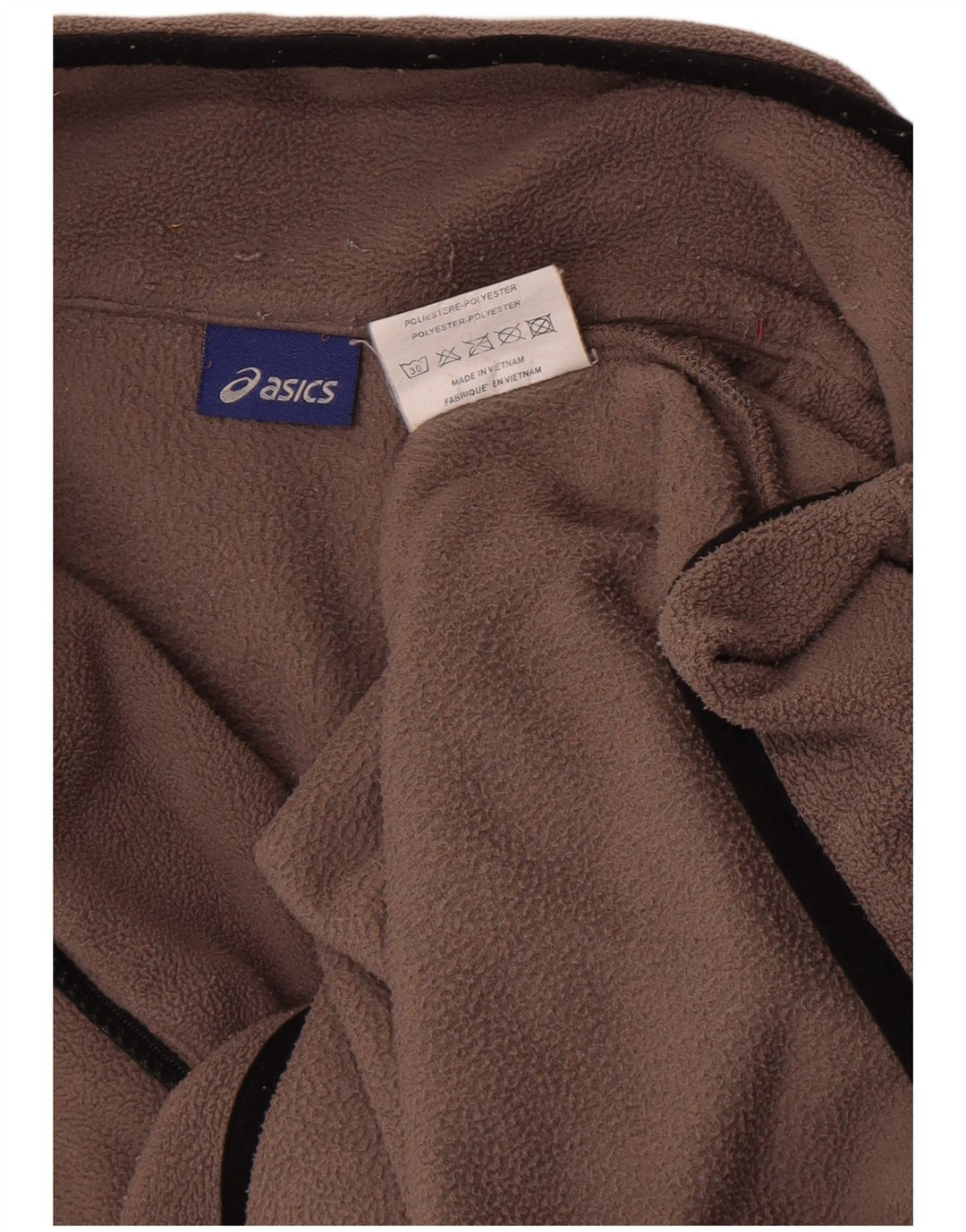 Męski sweter polarowy Asics z zamkiem błyskawicznym, duży, brązowy poliester