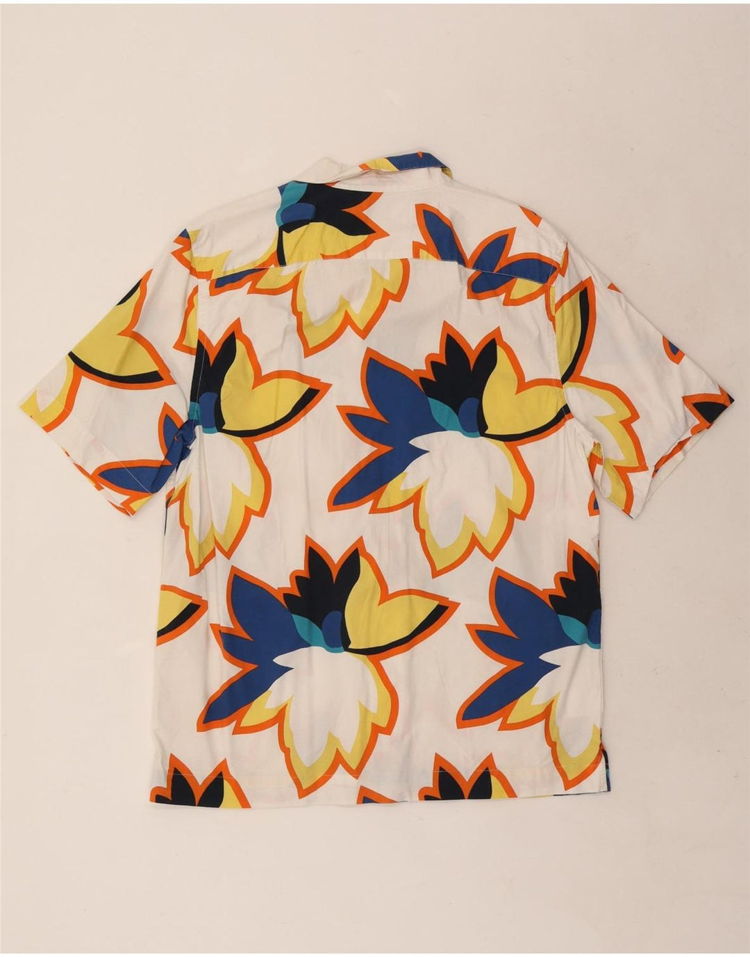 Męska koszula z krótkim rękawem Penguin, średnia, biała w kwiaty