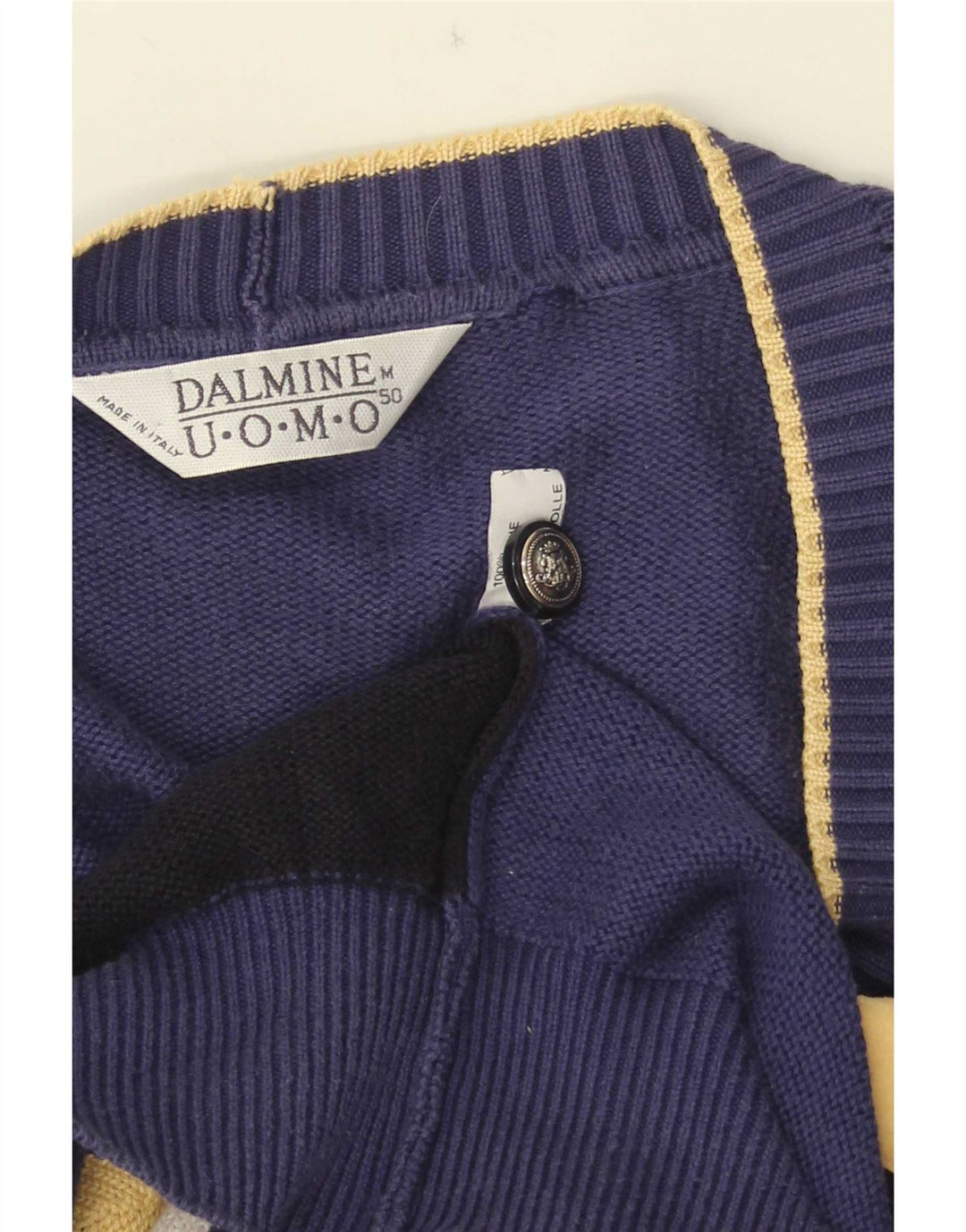 Męski sweter kardigan DALMINE IT 50 Średni granatowy, bawełniany blok kolorów