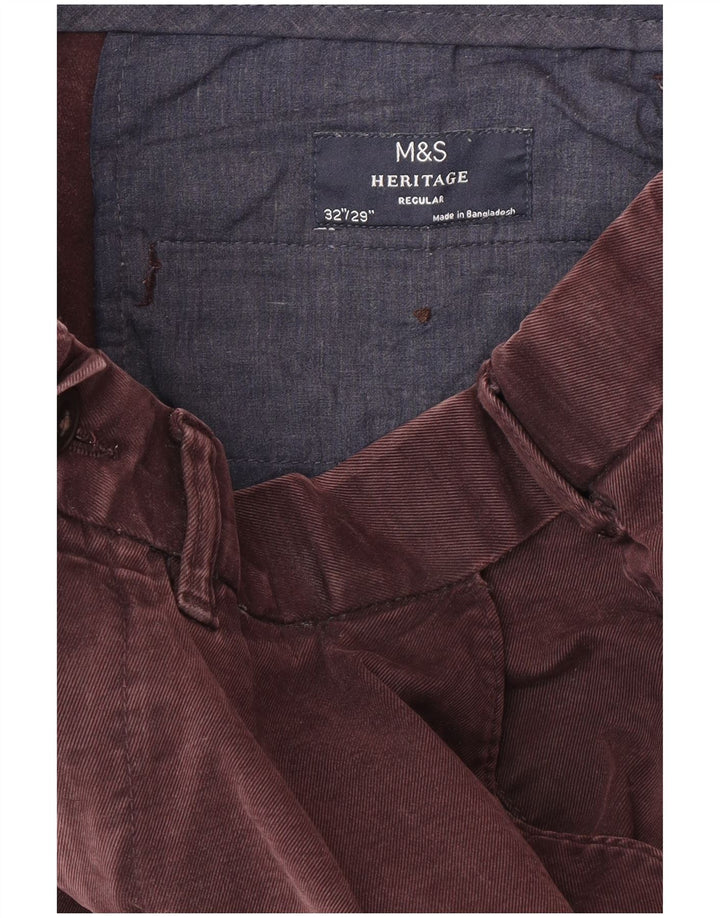 Spodnie męskie Marks & Spencer Heritage Regular Chino W32 L29 Burgundowe
