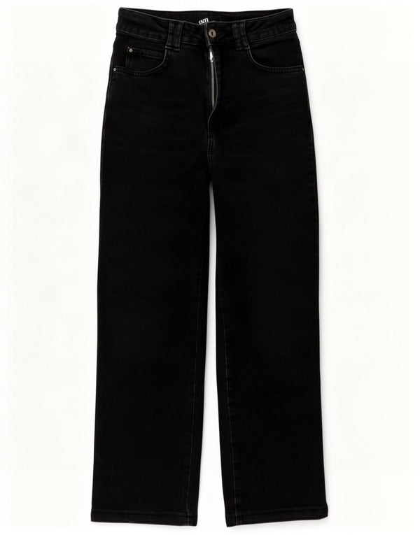 Damskie jeansy Zara o luźnym kroju z wysokim stanem EU 36 XS W26 L27 Czarna bawełna
