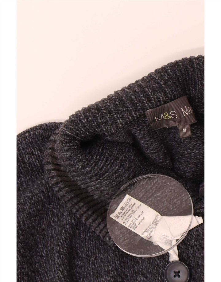 Marks & Spencer Męski sweter zapinany na guziki, średni granatowy nakrapiany