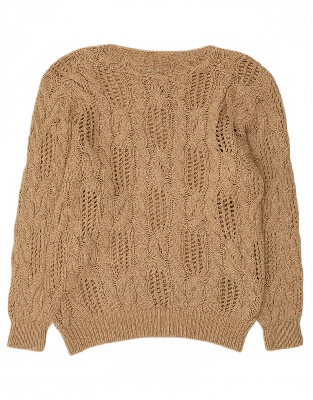 Sweter damski Madeleine z przezroczystym dekoltem w łódkę, EU 40/42, średni beż