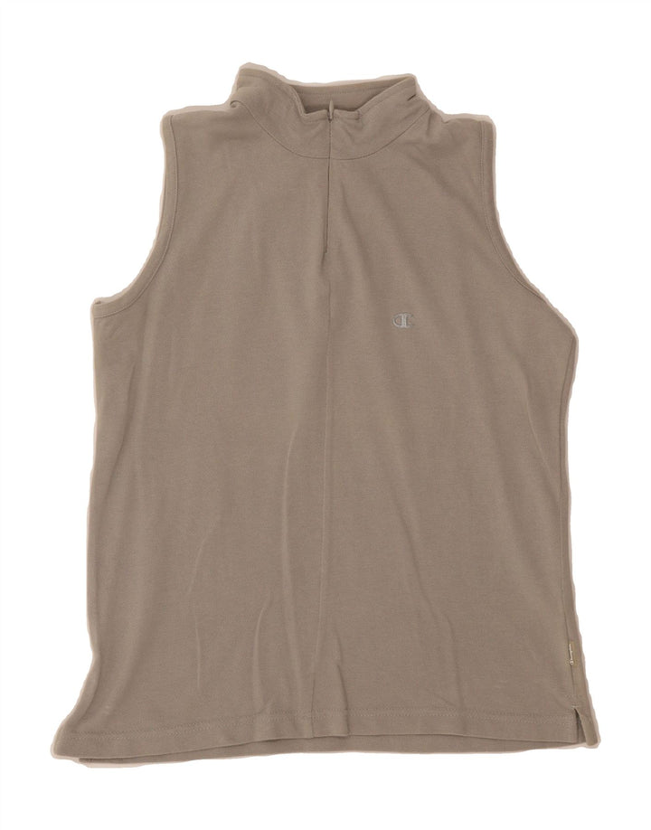 CHAMPION Womens Zip Neck Vest Top UK 12 Medium Grey Cotton Vintage Champion and Second-Hand Champion from Messina Hembry 