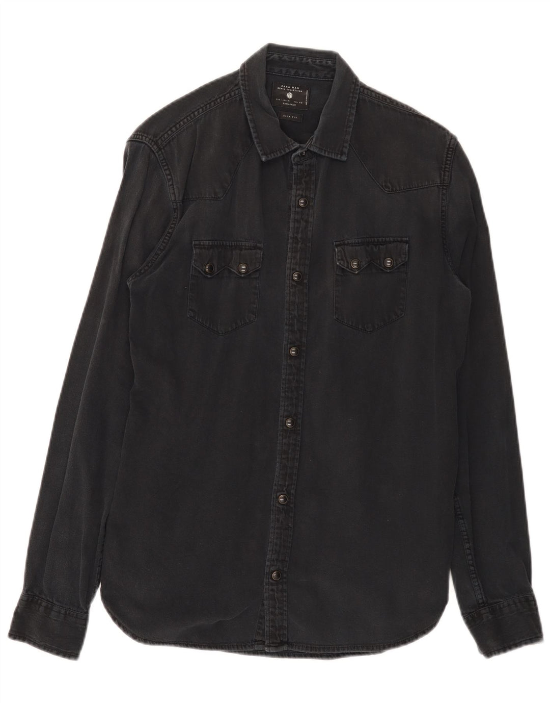 Męska koszula jeansowa Zara Slim Fit, średnia czarna