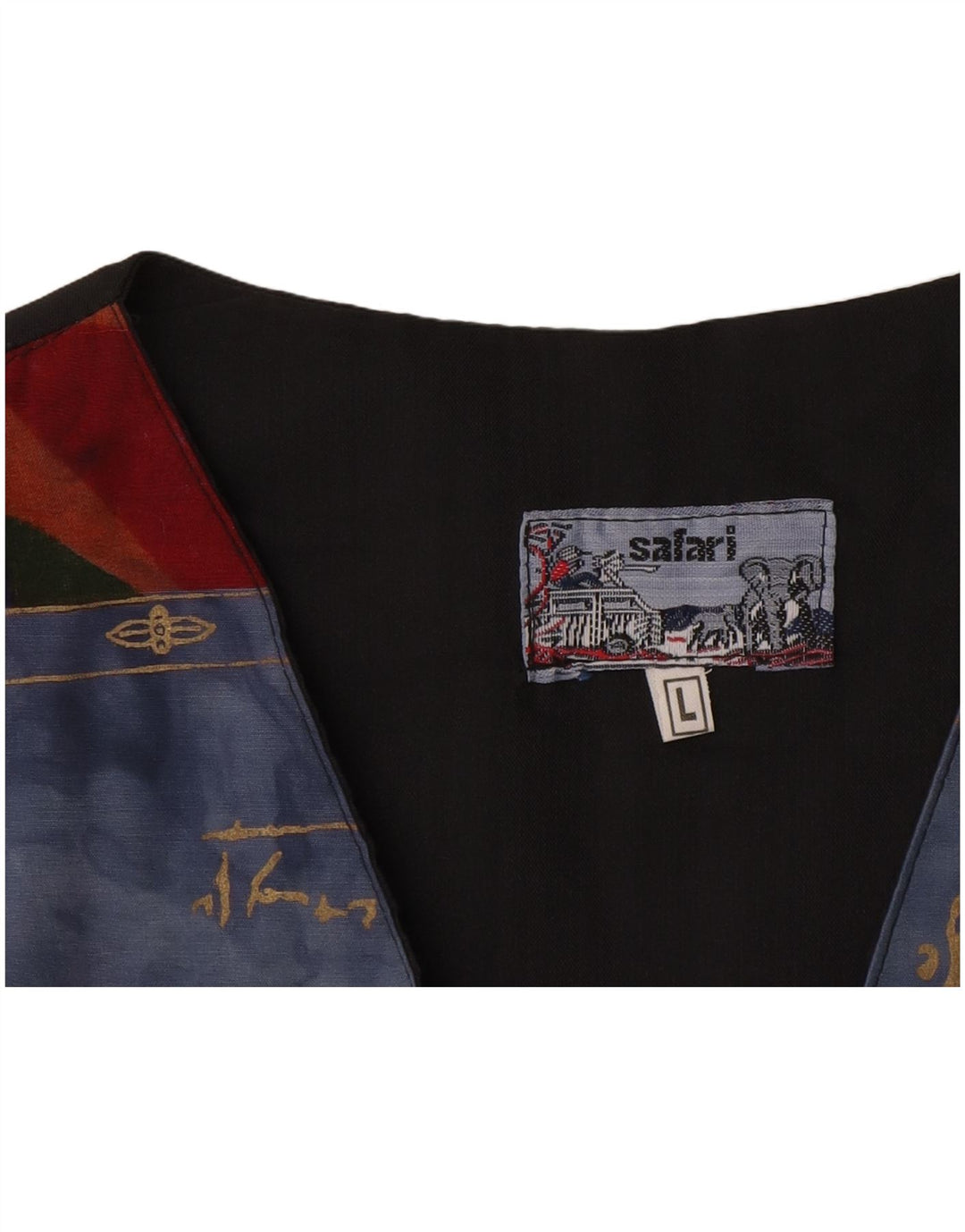 Vintage męska kamizelka w abstrakcyjny wzór, duża niebieska