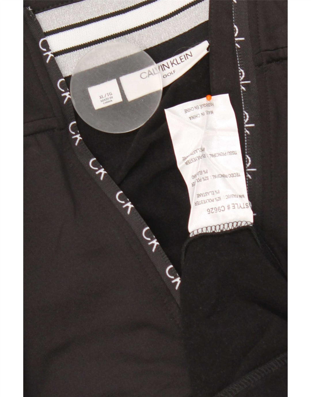 Męski dres Calvin Klein Golf z zamkiem błyskawicznym, top XL, czarny poliester