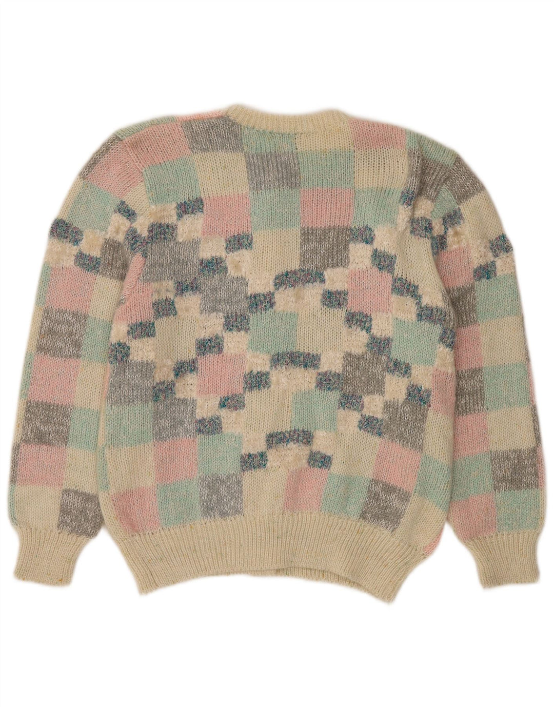 Sweter damski VINTAGE UK 16, duży, wielokolorowy, geometryczny