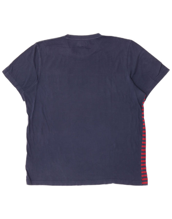 Adidas Męski T-Shirt Top Duży Granatowy Bawełniany Paski