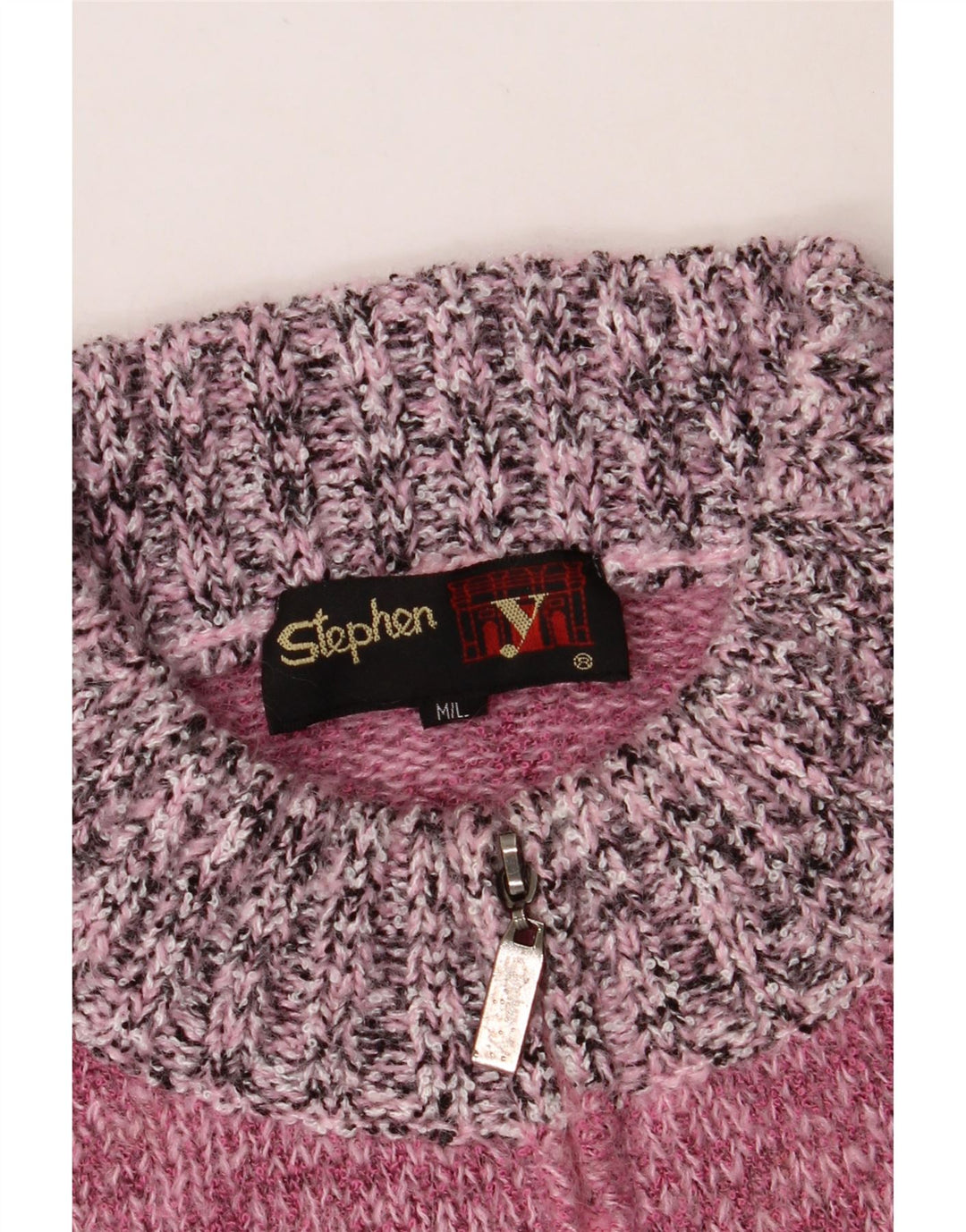 STEPHEN Womens Cardigan Sweater UK 12 Medium Pink Colourblock Wool Vintage Stephen and Second-Hand Stephen from Messina Hembry 