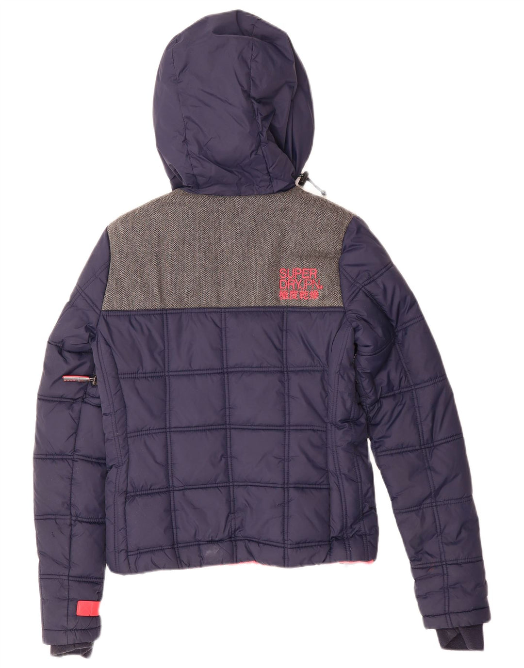 Damska kurtka narciarska Superdry Oversize z kapturem UK 6 XS Granatowa, poliestrowa