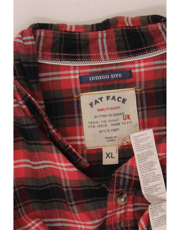 Koszula flanelowa męska Fat Face XL w czerwoną kratę, bawełniana