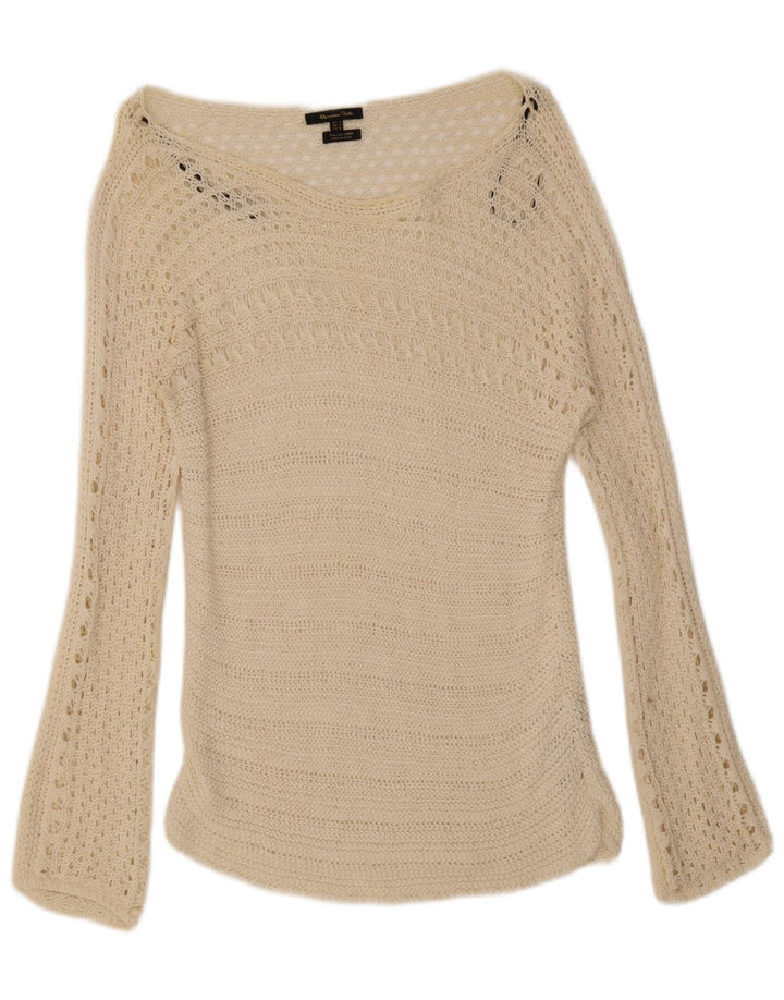 Damski top szydełkowy Massimo Dutti z długim rękawem, UK 12, średni, złamanej bieli, bawełniany