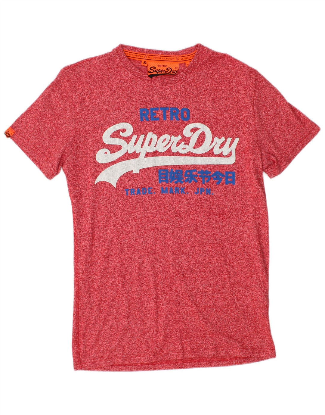 Męski T-shirt z grafiką Superdry, mały, bawełniany w czerwone plamki