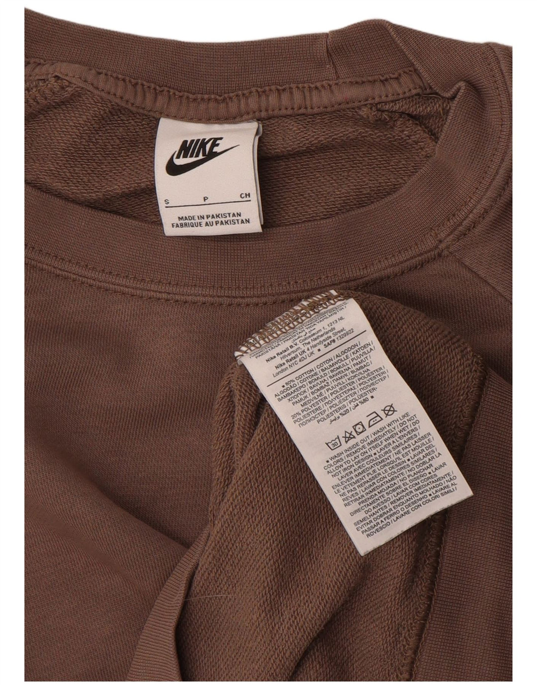 Damski sweter oversize Nike UK 10, mały, brązowy, bawełniany