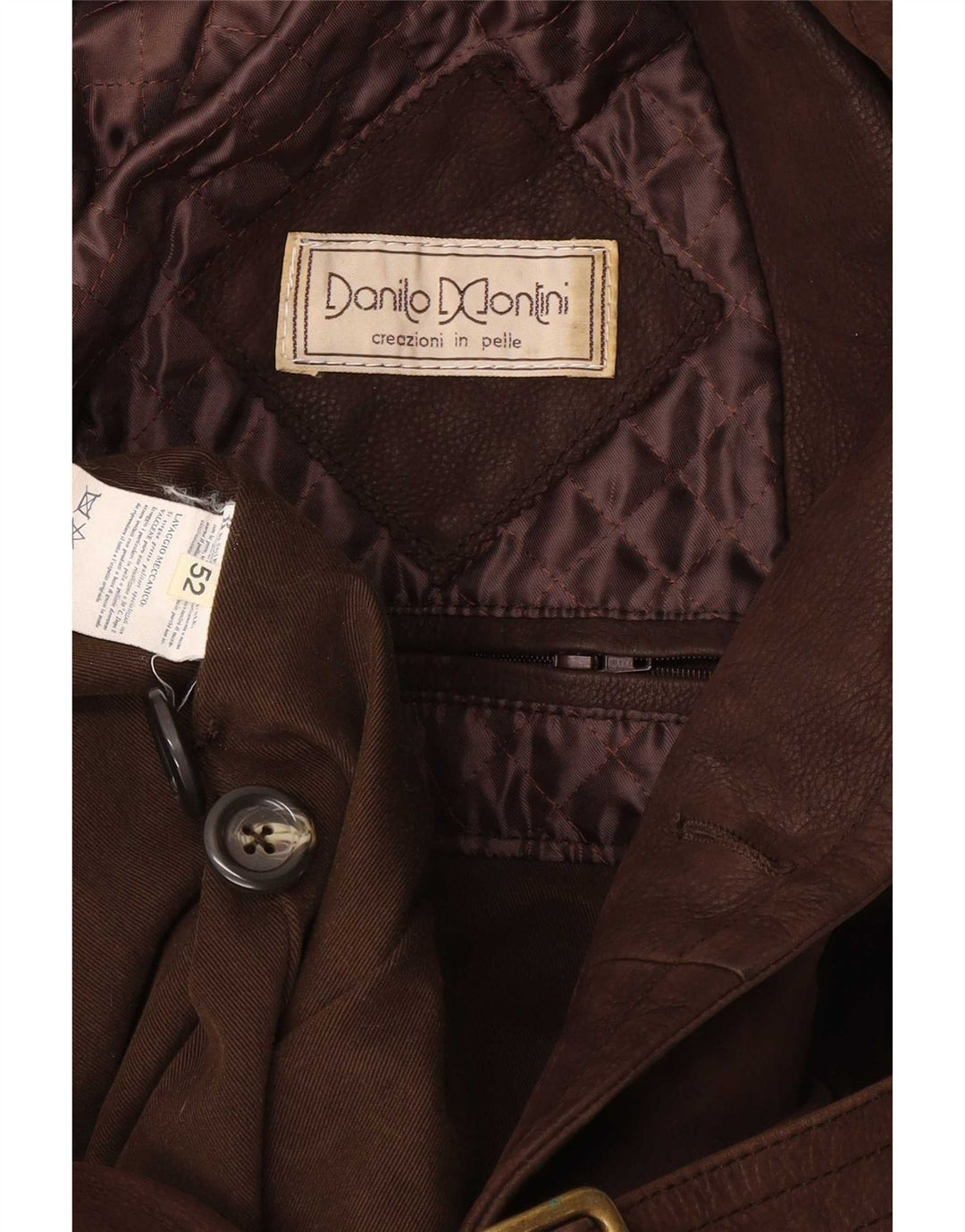 Męski płaszcz skórzany vintage IT 52 XL brązowy