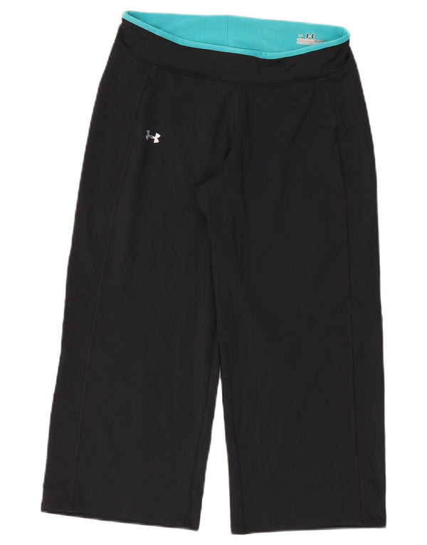 Damskie spodnie dresowe Under Armour Capri UK 10, małe, czarne, poliestrowe