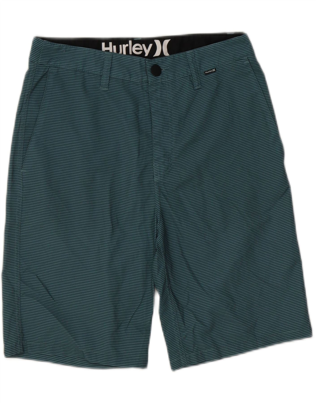 HURLEY Mens Chino Shorts W28 Small  Blue Striped Polyester Vintage Hurley and Second-Hand Hurley from Messina Hembry 