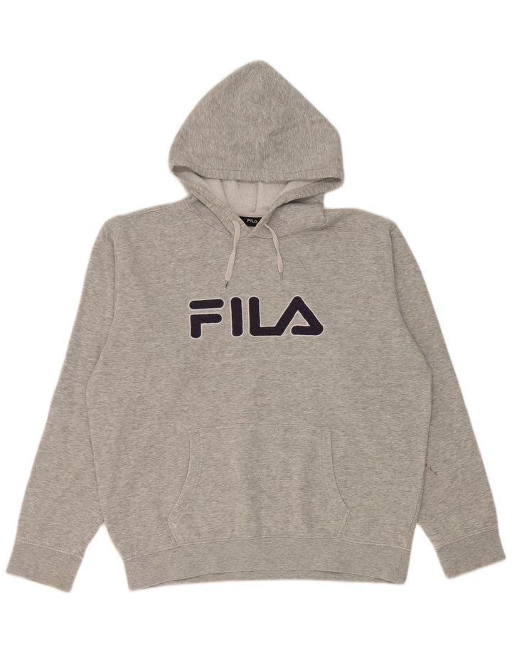 Męski sweter z kapturem Fila z grafiką, duży, szary, nakrapiany