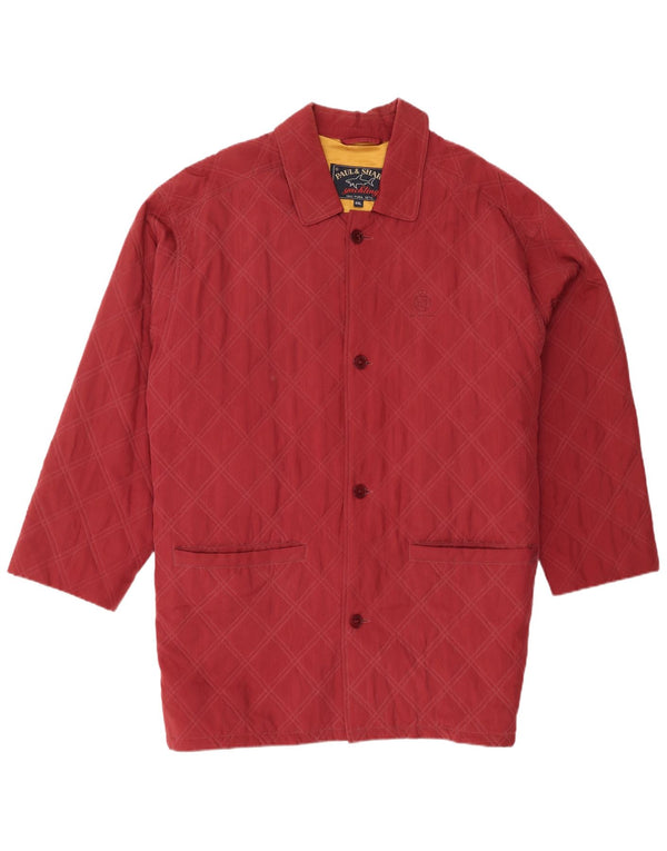 Pikowany płaszcz męski Paul & Shark UK 44 2XL Burgundowy jedwab