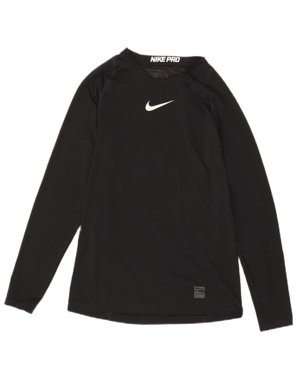 Męska koszulka Nike Dri Fit z grafiką, długim rękawem, małym czarnym poliestrem