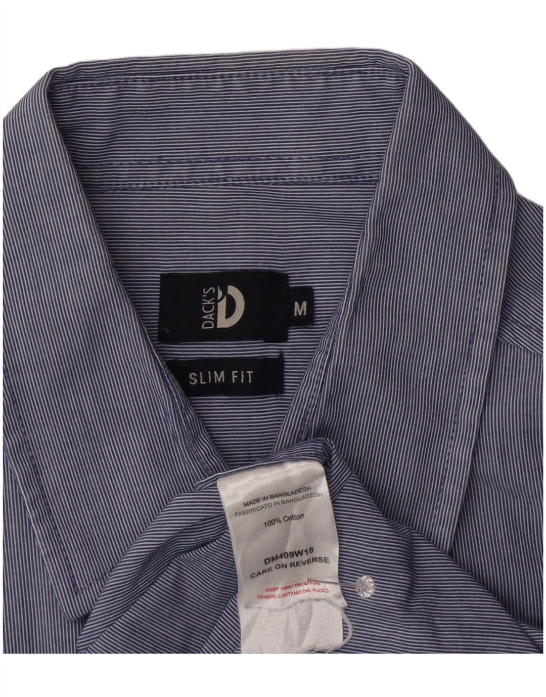 Koszula męska slim fit firmy Dack's, bawełniana, w kolorze średniego niebieskiego w prążki