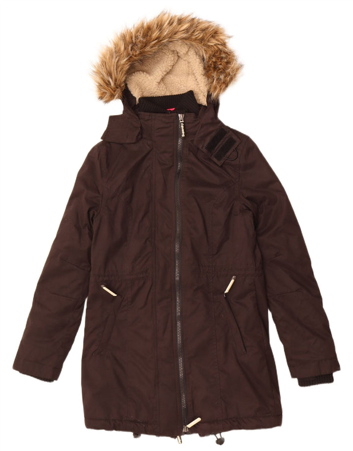 Damska kurtka parka z kapturem Superdry Windparka UK 14, średnia czarna