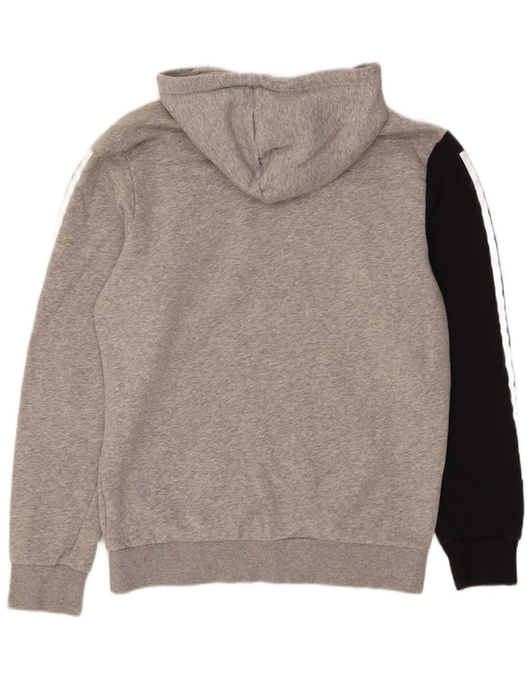 Męska bluza z kapturem Adidas Graphic, średnia szara, bawełniana z blokami kolorów