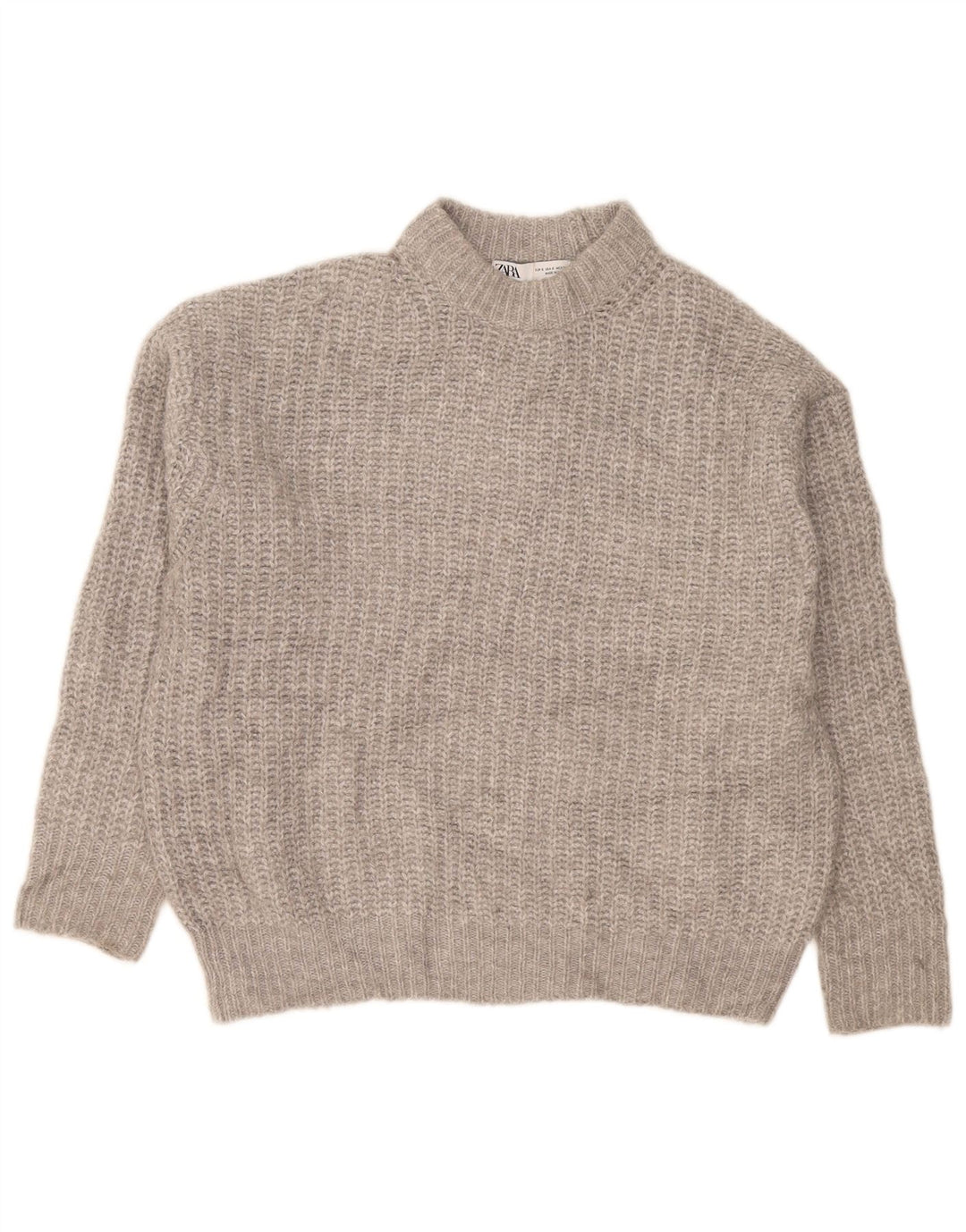 Damski sweter oversize z golfem Zara UK 10, mały, szary poliester