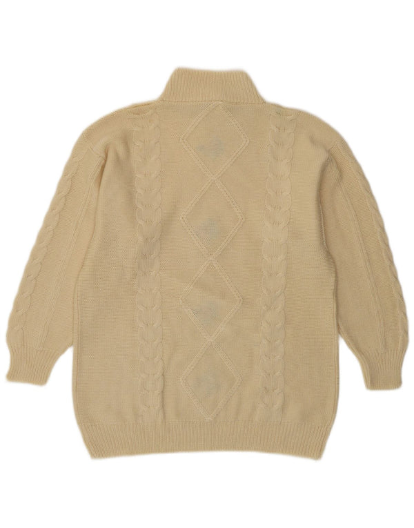 Sweter damski w stylu vintage z golfem UK 14, średni żółty kwiatowy