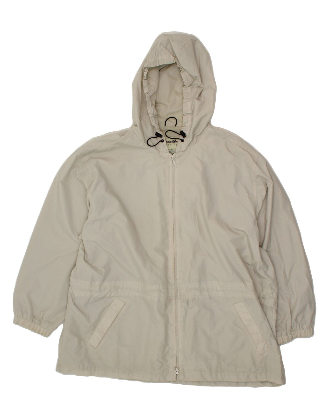 EDDIE BAUER Womens Hooded Rain Jacket UK 22 2XL Off White Nylon Vintage Eddie Bauer and Second-Hand Eddie Bauer from Messina Hembry 