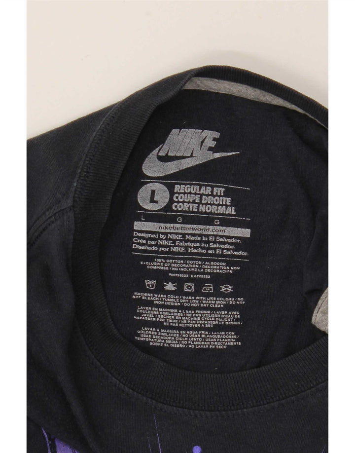 Męski T-shirt Nike o regularnym kroju z grafiką, duży, czarny, bawełniany
