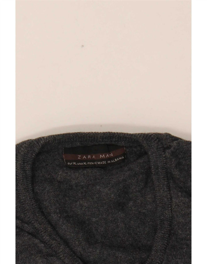 Męski sweter Zara z dekoltem w kształcie litery V, XL, szary