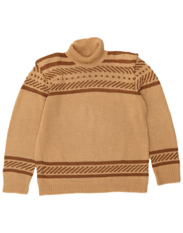 Sweter damski VINTAGE z wywijanym dekoltem UK 16 w duże beżowe paski