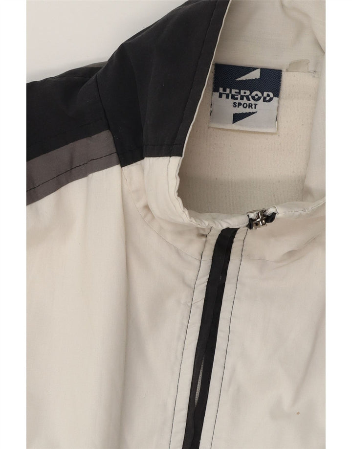 Męska kurtka bomber Herod Sport z grafiką UK 40, duża, biała, bawełniana w bloki kolorów