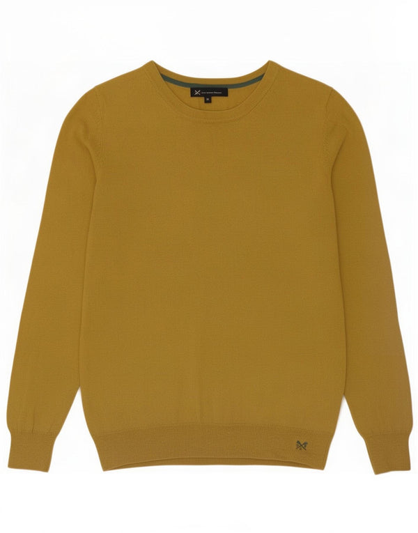 Crew Clothing Damski sweter z dekoltem w łódkę UK 14 Średni żółty bawełniany