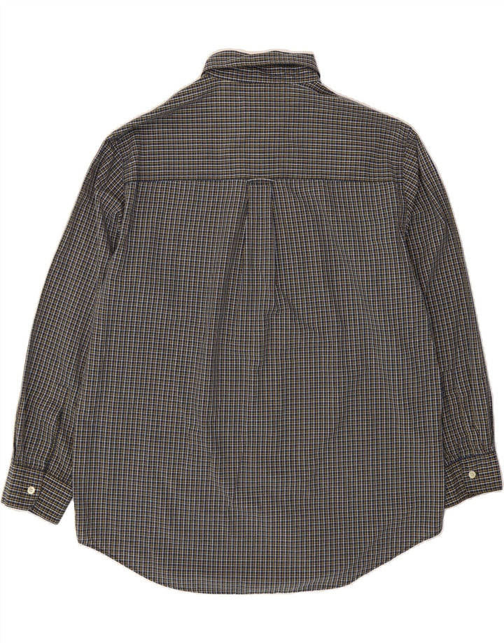 CHAPS Mens Shirt Large Navy Blue Check Cotton Vintage Chaps and Second-Hand Chaps from Messina Hembry 