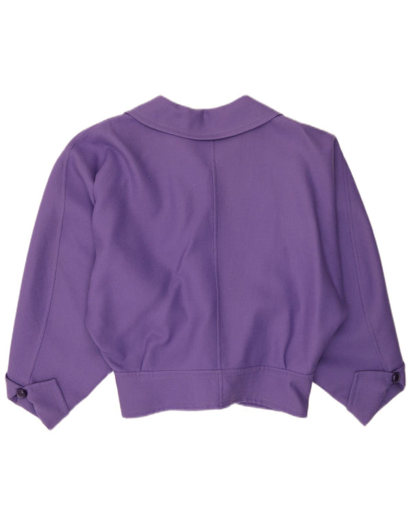 Damska marynarka zapinana na 4 guziki VINTAGE UK 16, duża fioletowa