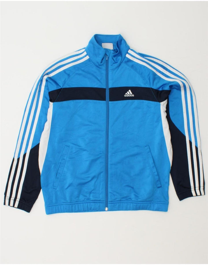 ADIDAS Boys Tracksuit Top Jacket 11-12 Years Blue Colourblock Polyester Vintage Adidas and Second-Hand Adidas from Messina Hembry 