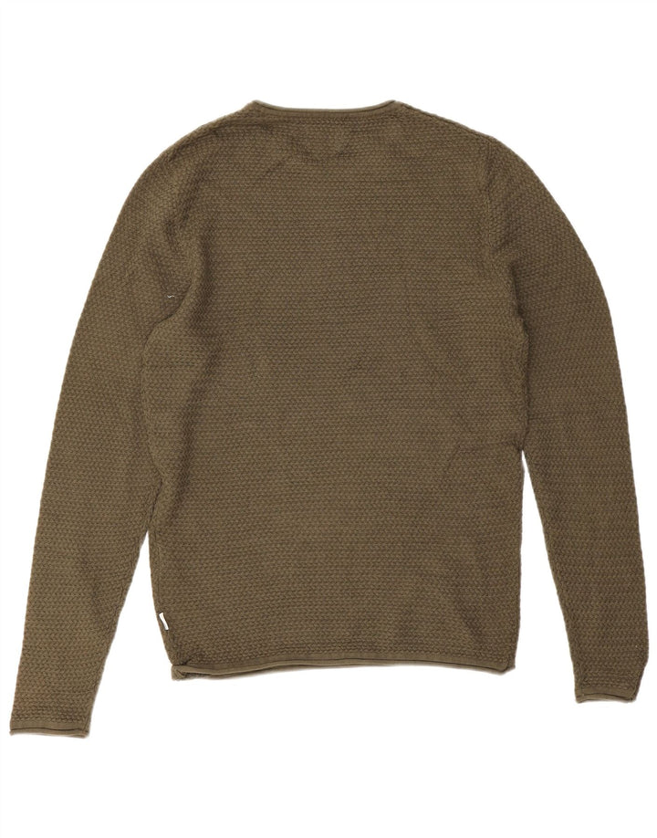 Męski sweter Jack & Jones z okrągłym dekoltem, mały, bawełniany khaki