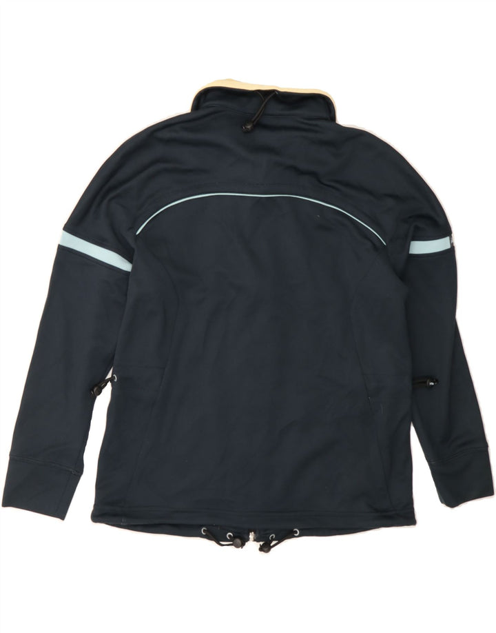 ASICS Womens Tracksuit Top Jacket UK 10 Small Navy Blue Colourblock Nylon Vintage Asics and Second-Hand Asics from Messina Hembry 