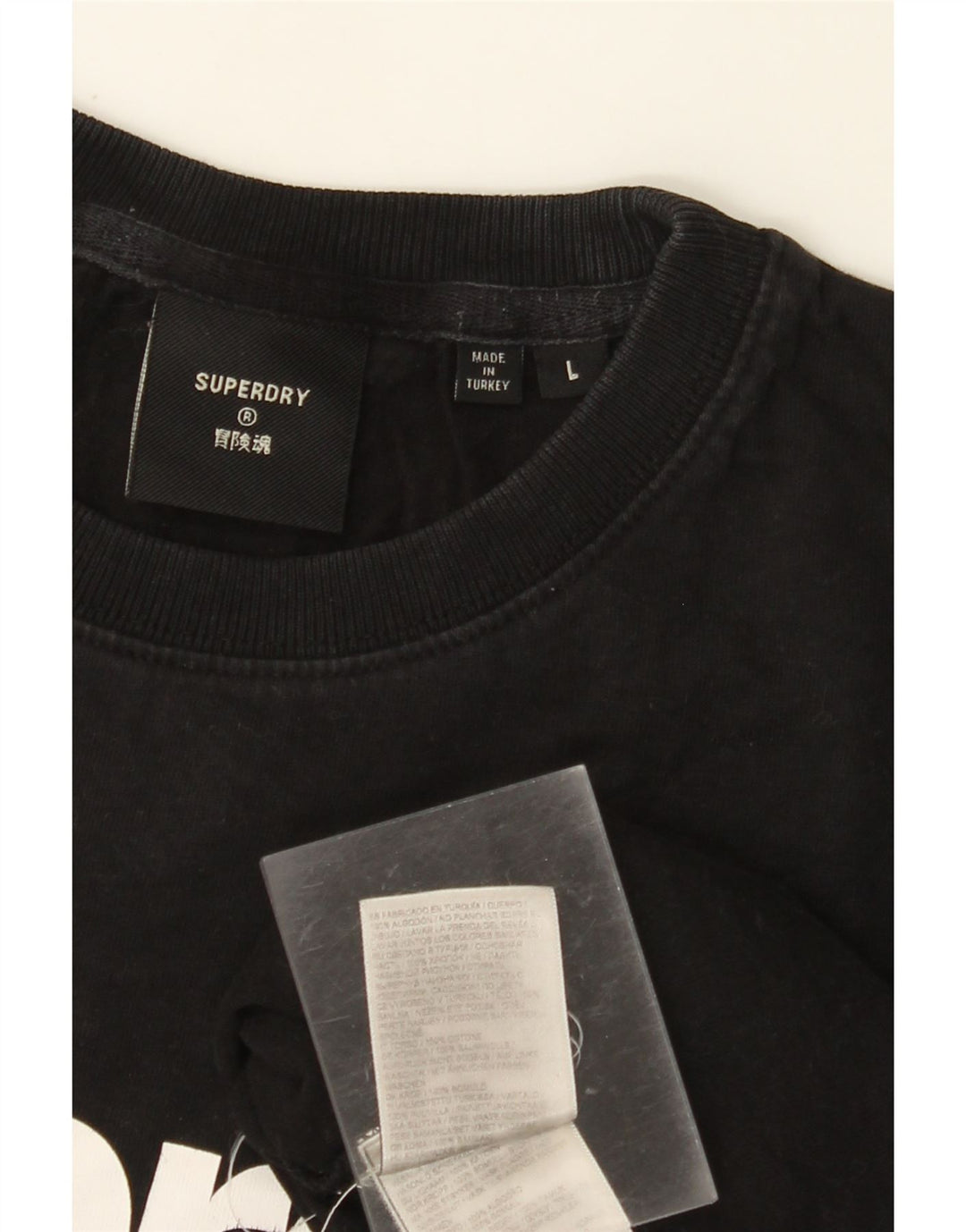 Damska koszulka z grafiką SUPERDRY Top UK 16, duża, czarna, bawełniana