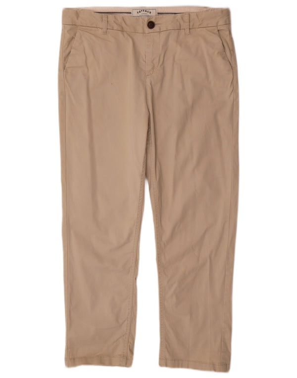 Spodnie damskie Fat Face, proste, przycięte, UK 14, duże, W32, L25, beżowa bawełna