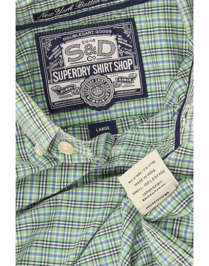 Koszula męska Superdry, duża, zielona, bawełniana w kratkę