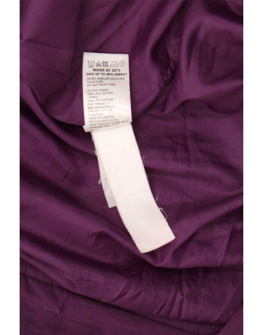 Damska kurtka parka z kapturem Marks & Spencer UK 20 2XL Fioletowy poliester