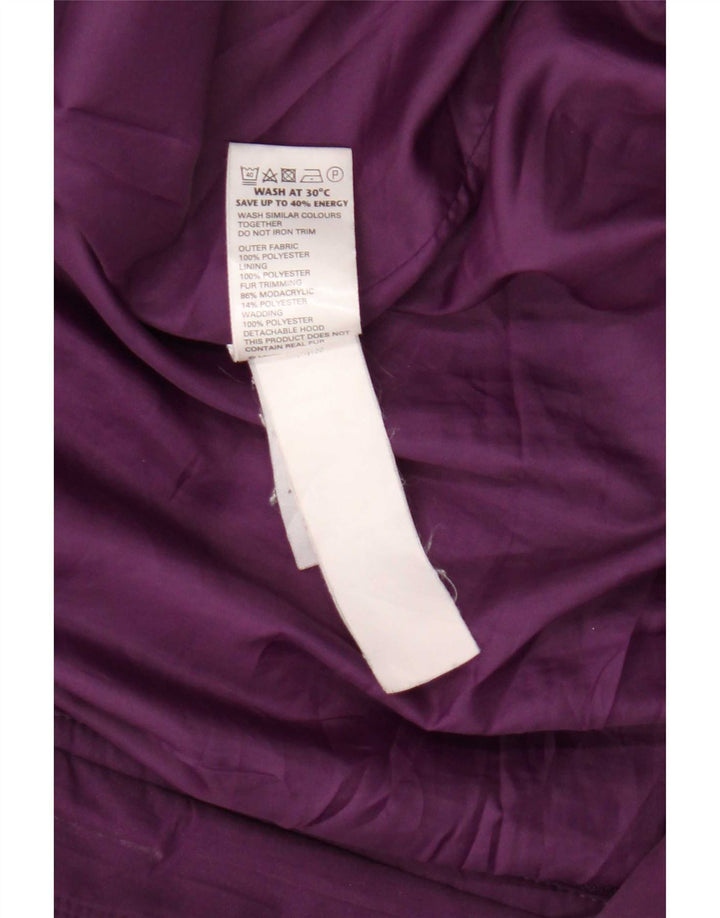 Damska kurtka parka z kapturem Marks & Spencer UK 20 2XL Fioletowy poliester