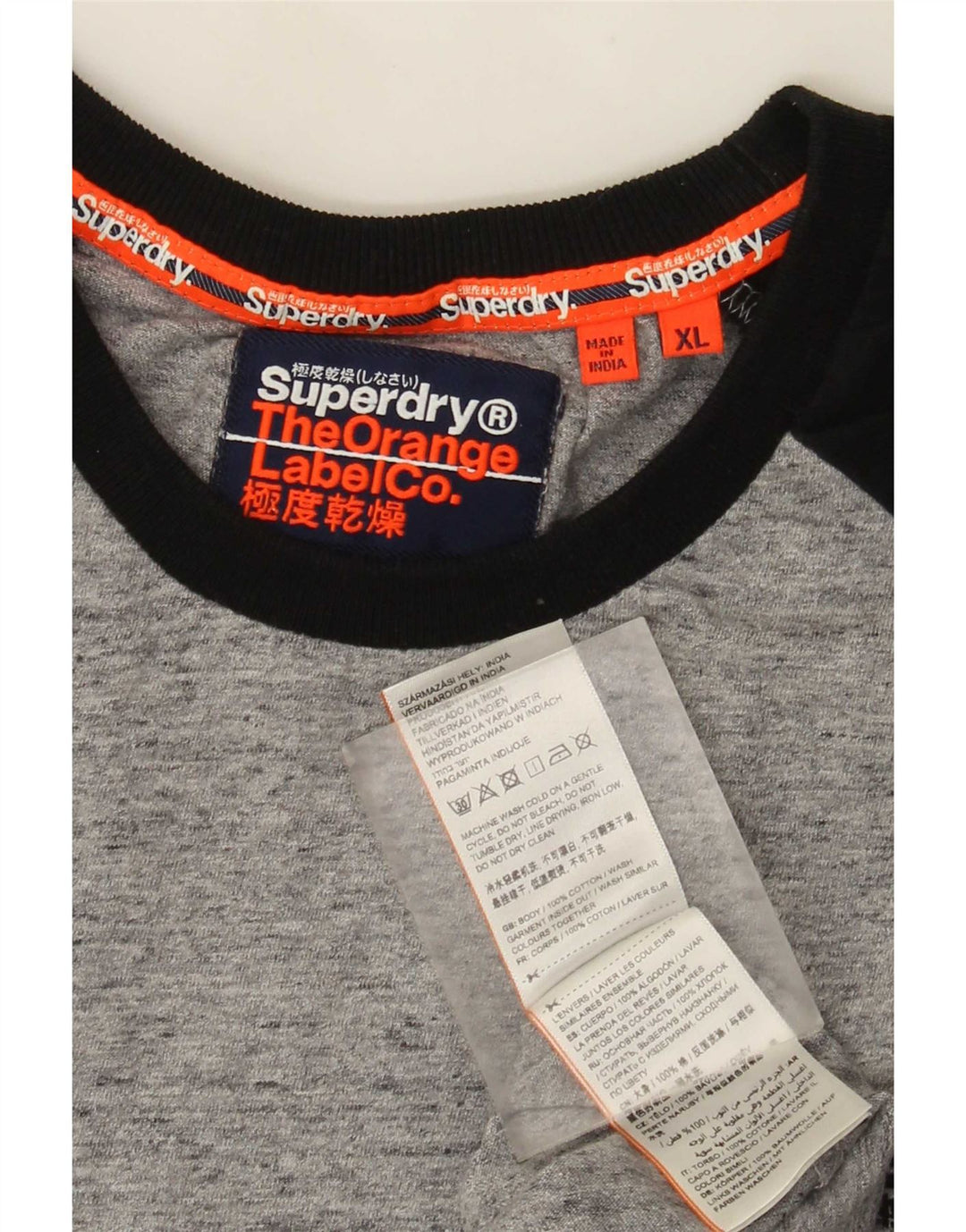Superdry męski top z długim rękawem XL, szary, bawełniany z blokami kolorów