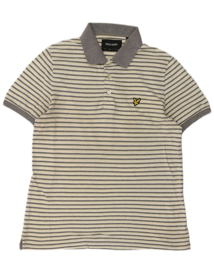 Męska koszulka polo Lyle & Scott, bawełniana w średnie białe paski